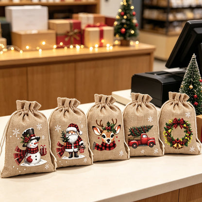 🎄SUPER OFFERTA! Sacchetti regalo con coulisse di Natale 🧦🎅