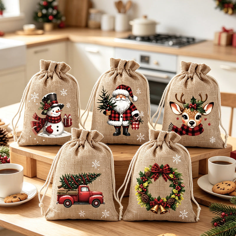 🎄SUPER OFFERTA! Sacchetti regalo con coulisse di Natale 🧦🎅