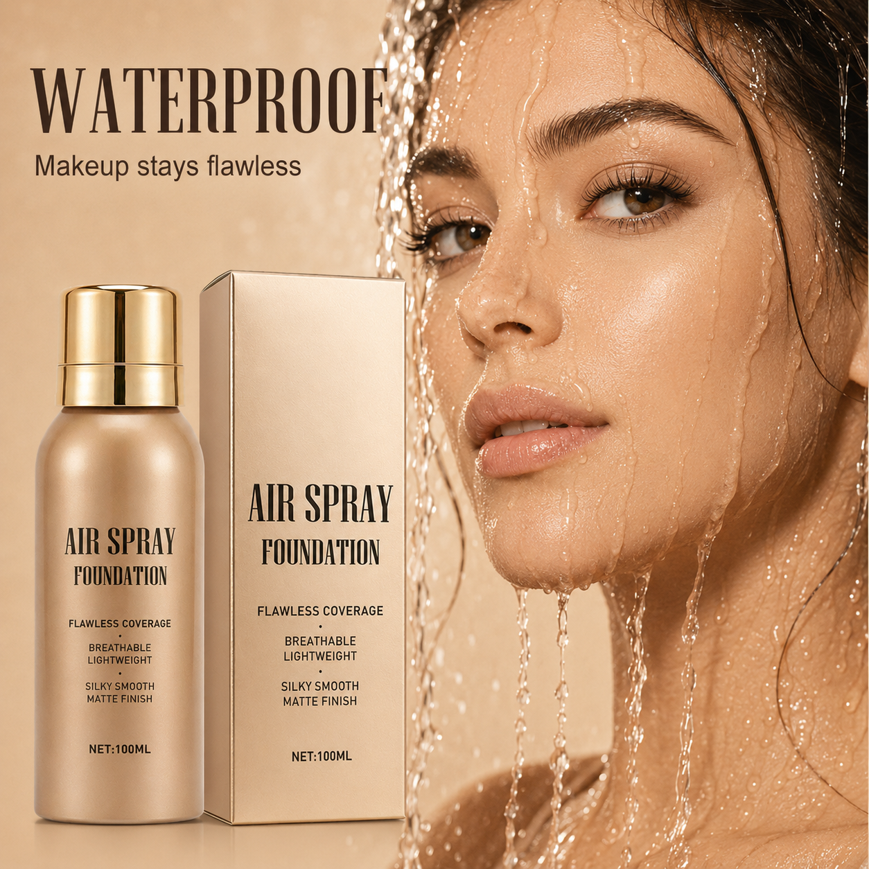 💦 Spray fondotinta aerografo impermeabile senza difetti｜Trucco aerografo lunga durata, anti‑sudore, coprenza modulabile ✨