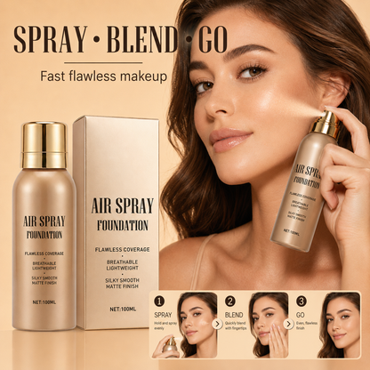 💦 Spray fondotinta aerografo impermeabile senza difetti｜Trucco aerografo lunga durata, anti‑sudore, coprenza modulabile ✨