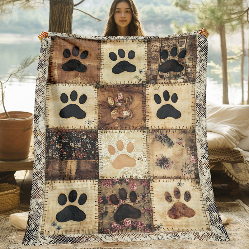 🐾 Coperta Morbida in Flanella a Impronte di Zampa | Calda e Avvolgente ma Leggera 🤗 | Stampa Vivace e Duratura ✨ | 2 Colori e 7 Dimensioni, da 70×100 a 160×220 cm 📏 | Perfetta per Divano, Letto e Viaggi 🛋️