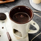 🍫 Tazza per Fonduta in Ceramica per Cioccolato e Formaggio con Scaldacandela e Forchettina✨