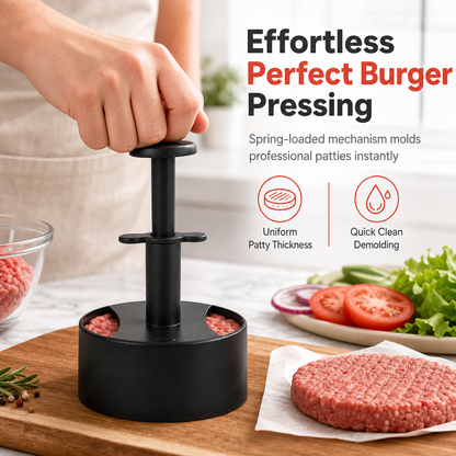 🍔 OFFERTA A TEMPO LIMITATO 50% DI SCONTO ✨ Pressa per hamburger e stampo per burger – ritorno automatico della molla ed estrazione rapida