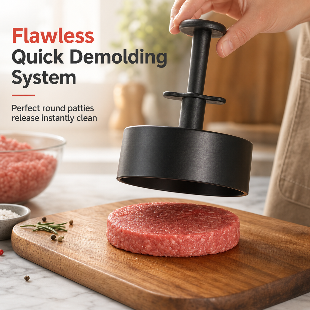 🍔 OFFERTA A TEMPO LIMITATO 50% DI SCONTO ✨ Pressa per hamburger e stampo per burger – ritorno automatico della molla ed estrazione rapida