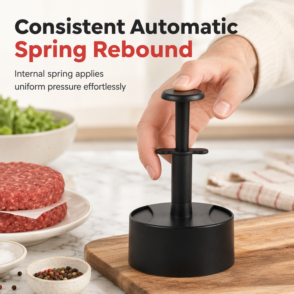 🍔 OFFERTA A TEMPO LIMITATO 50% DI SCONTO ✨ Pressa per hamburger e stampo per burger – ritorno automatico della molla ed estrazione rapida