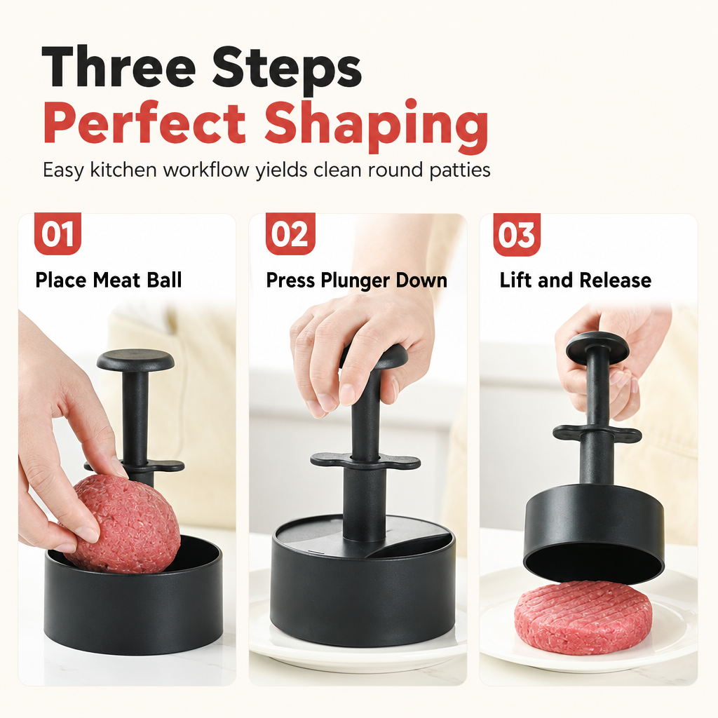 🍔 OFFERTA A TEMPO LIMITATO 50% DI SCONTO ✨ Pressa per hamburger e stampo per burger – ritorno automatico della molla ed estrazione rapida