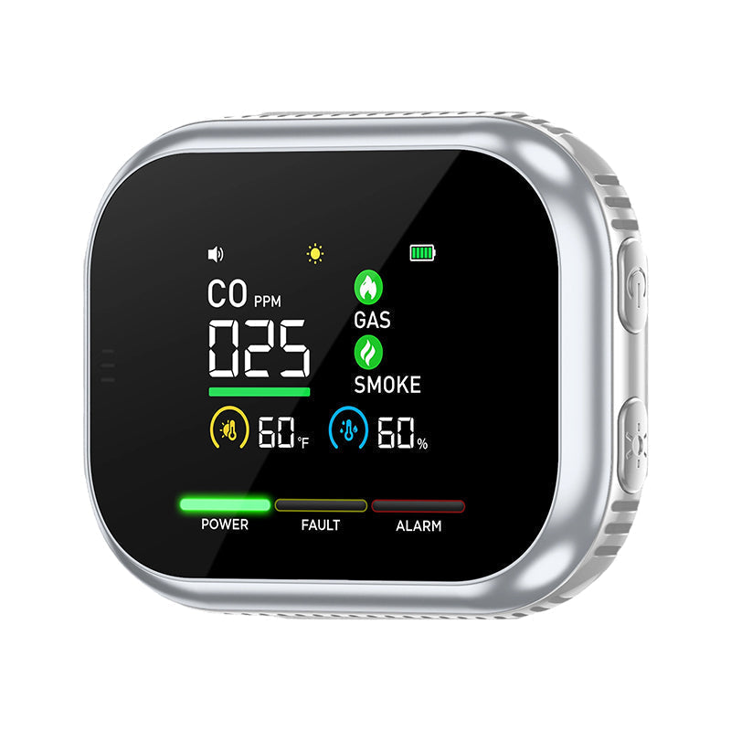 Allarme portatile multigas con display LCD e batteria di riserva