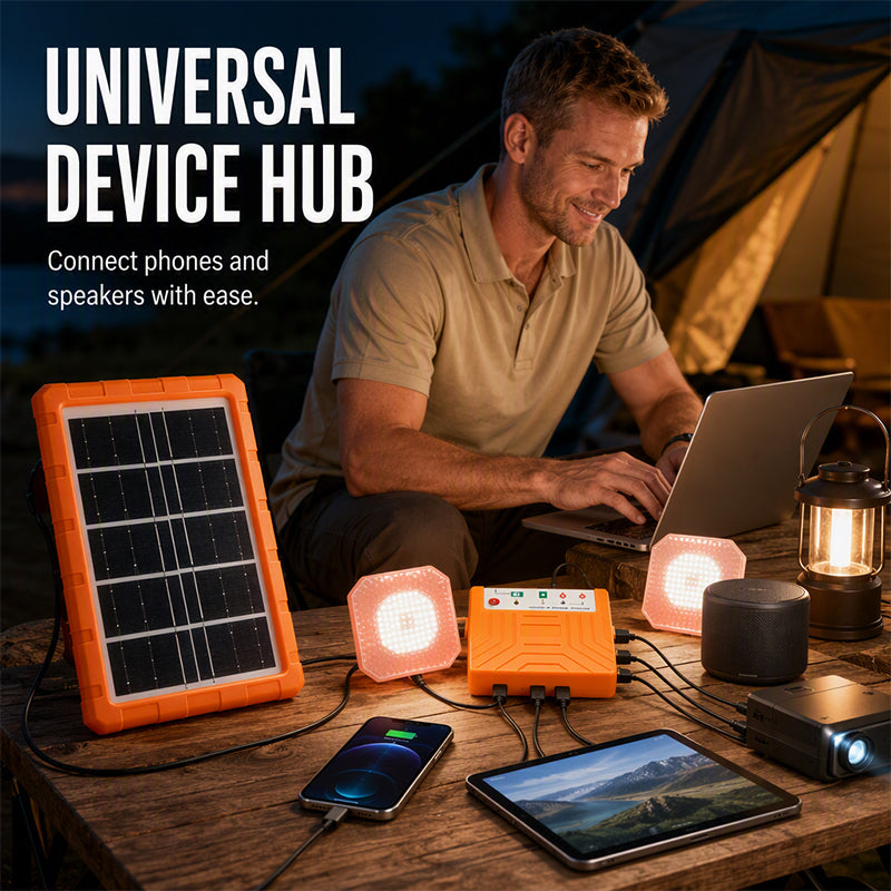 Sistema di alimentazione solare portatile con 2 luci LED