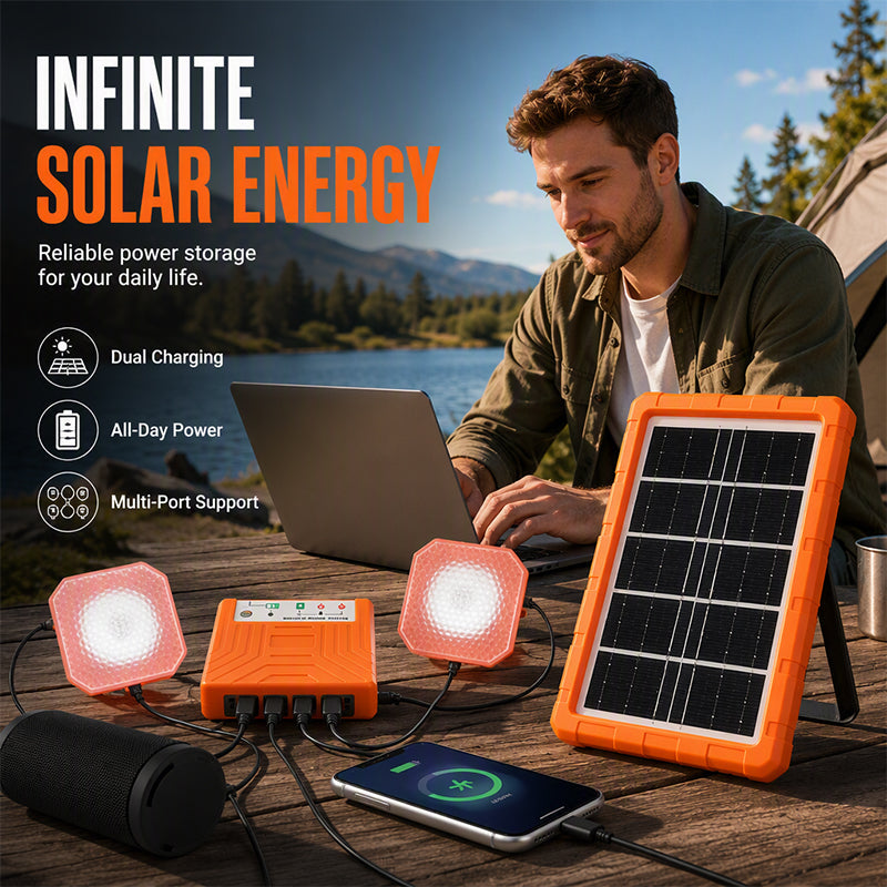 Sistema di alimentazione solare portatile con 2 luci LED