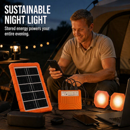 Sistema di alimentazione solare portatile con 2 luci LED