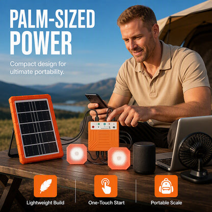 Sistema di alimentazione solare portatile con 2 luci LED