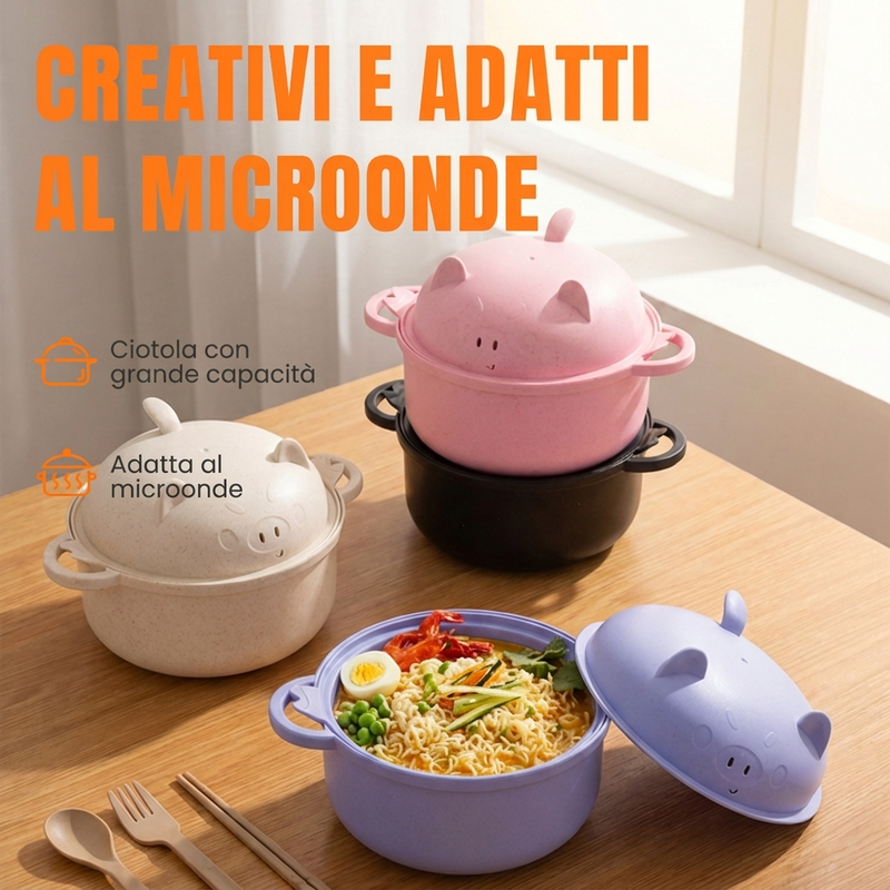 Set di ciotole per ramen creativo e adatto al microonde
