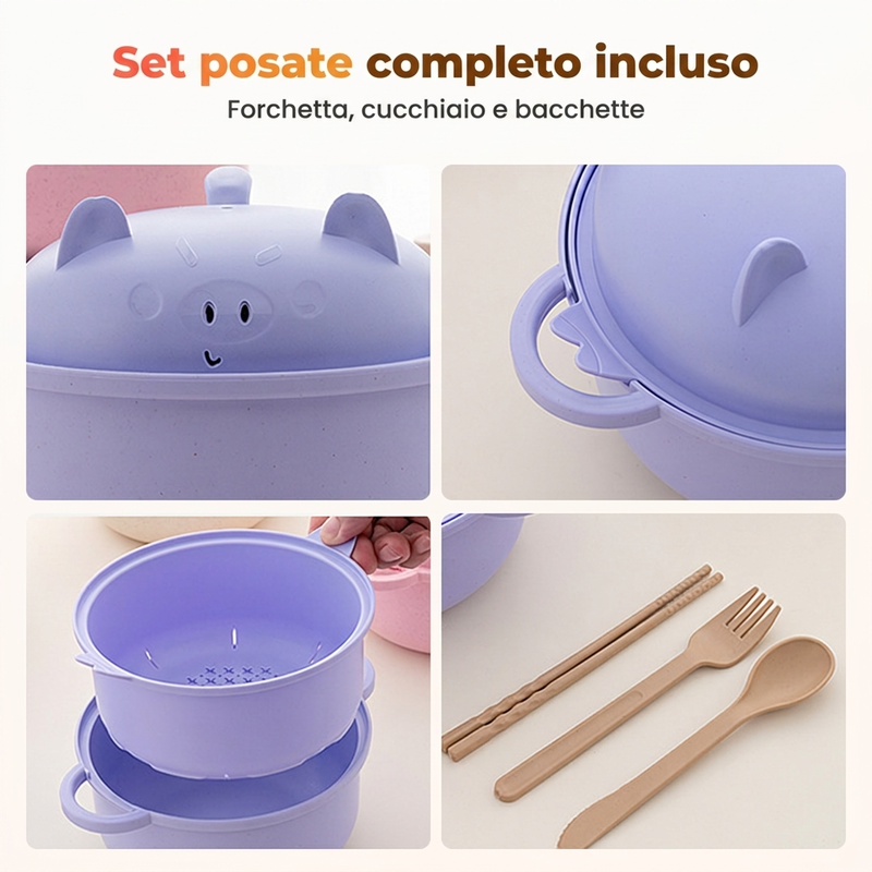 Set di ciotole per ramen creativo e adatto al microonde