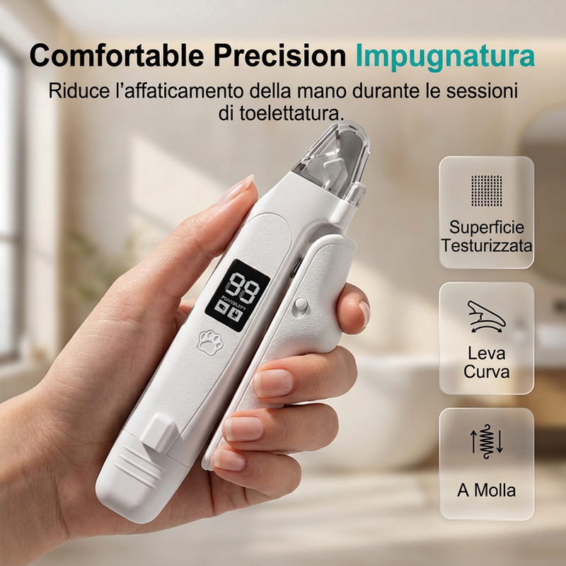 Tosatrice per unghie per animali domestici ricaricabile con luce LED