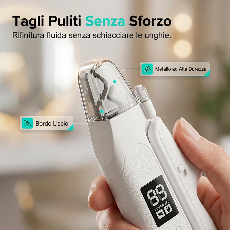 Tosatrice per unghie per animali domestici ricaricabile con luce LED