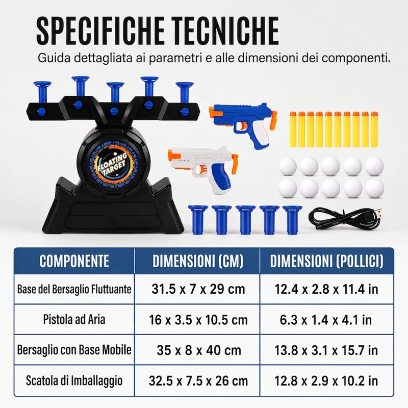Giocattolo bersaglio per tiri con pallina fluttuante elettrica con alimentazione USB