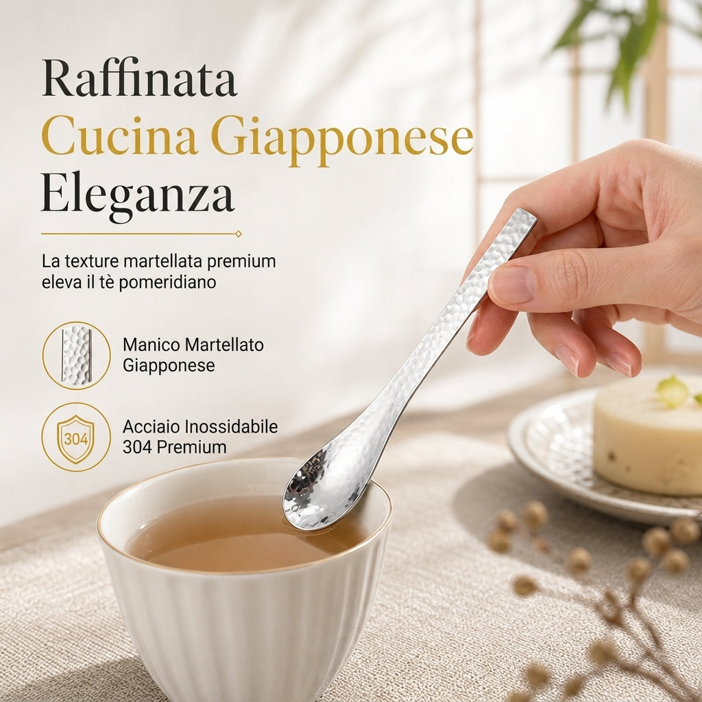 Cucchiaio da dessert in acciaio inossidabile martellato