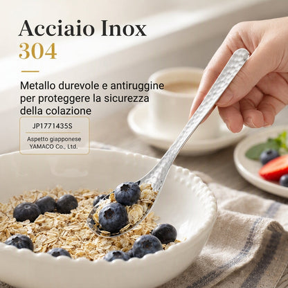 Cucchiaio da dessert in acciaio inossidabile martellato