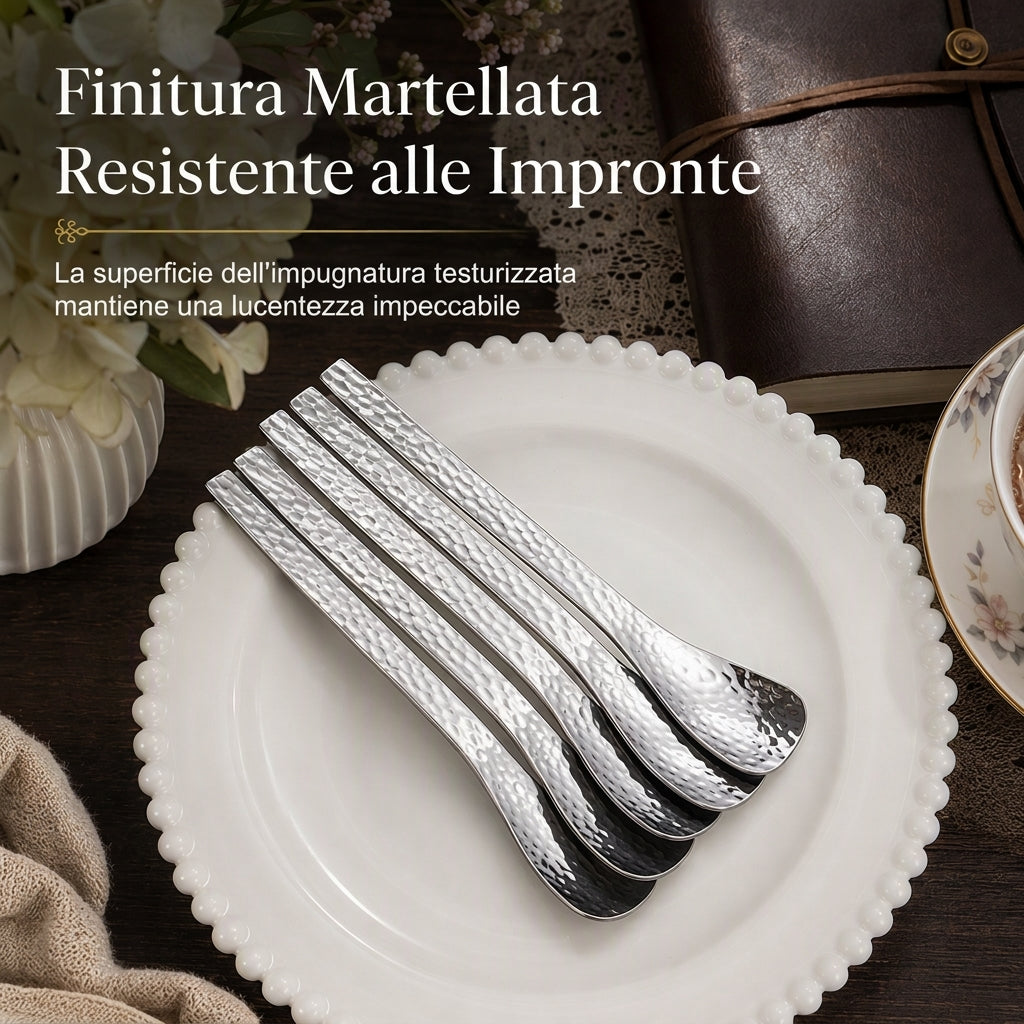 Cucchiaio da dessert in acciaio inossidabile martellato