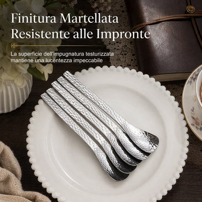 Cucchiaio da dessert in acciaio inossidabile martellato