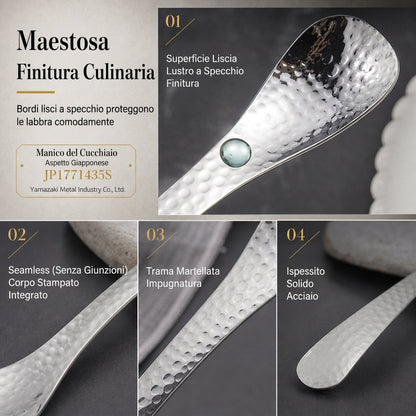 Cucchiaio da dessert in acciaio inossidabile martellato