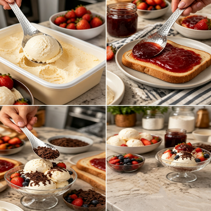 Cucchiaio da dessert in acciaio inossidabile martellato