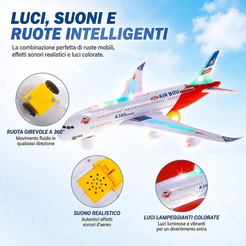 ✈️ Modello di aeroplano elettrico con suoni e luci LED