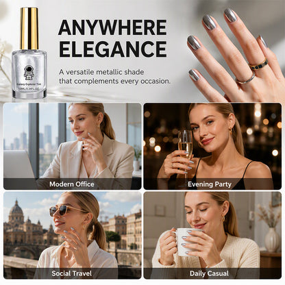 💅 Smalto Galassia Chrome Argento | Asciugatura all'Aria, Senza Lampada UV 🌟 | Colore Brillante a Lunga Durata ✨ | Applicazione Liscia e Senza Aloni 🖌️ | 10 ml 💎