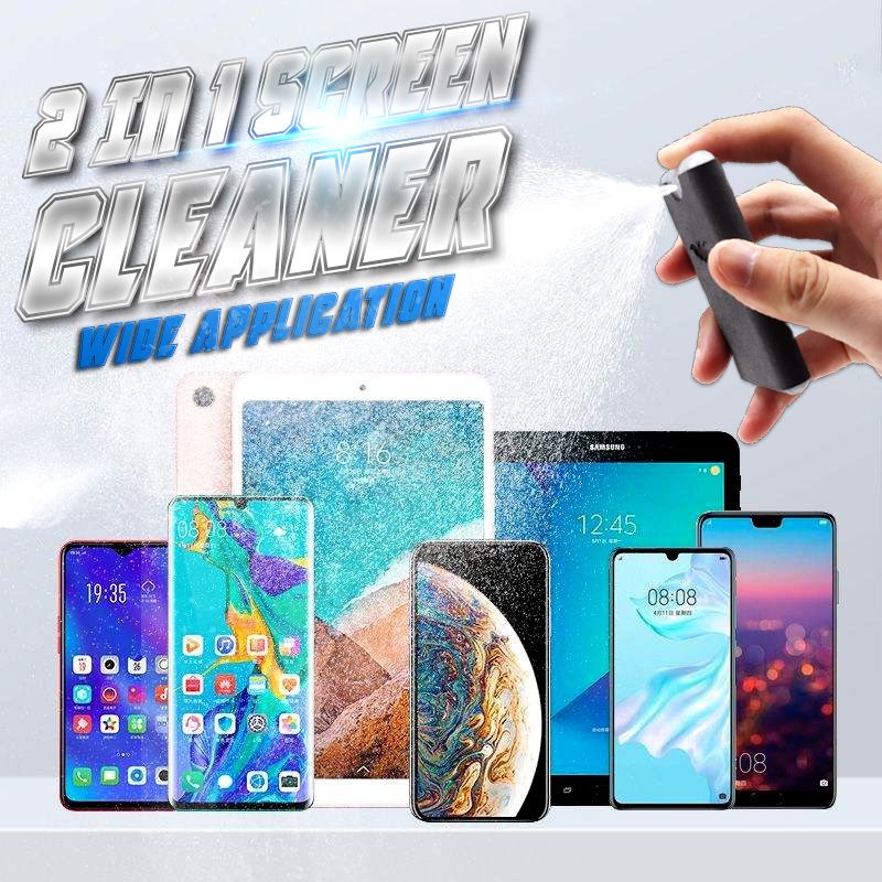 📱Detergente 2-in-1 per Schermi 🧽 | Spray Ricaricabile + Microfibra Lavabile | Compatto per Smartphone, Tablet, Laptop e Display Auto