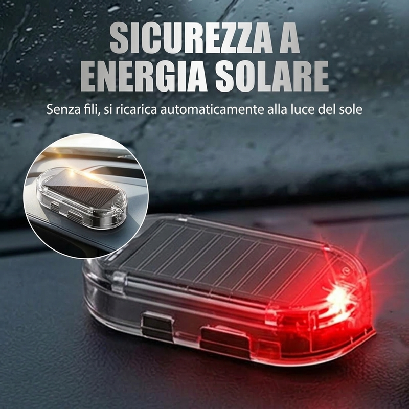 Luce di avvertimento antifurto per auto ad energia solare