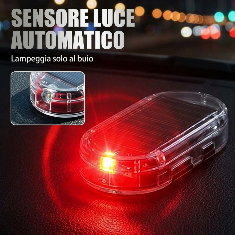 Luce di avvertimento antifurto per auto ad energia solare