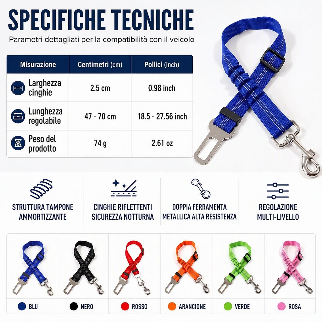 Cintura di sicurezza riflettente per animali domestici