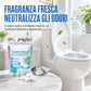 Confezione da 20 compresse effervescenti bianche rotonde per deodorare e profumare il vaso del water