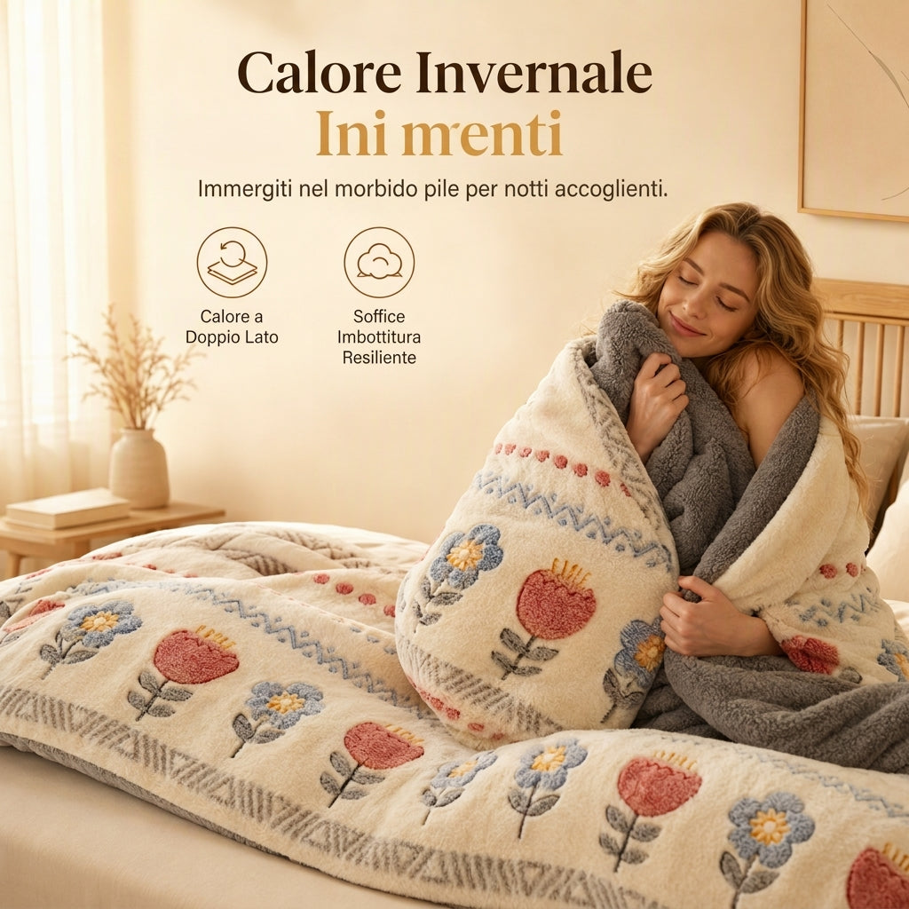 Piumino invernale ispessito in pile di agnello doppio lato e velluto latte, trapunta calda per letto adatta per autunno e inverno