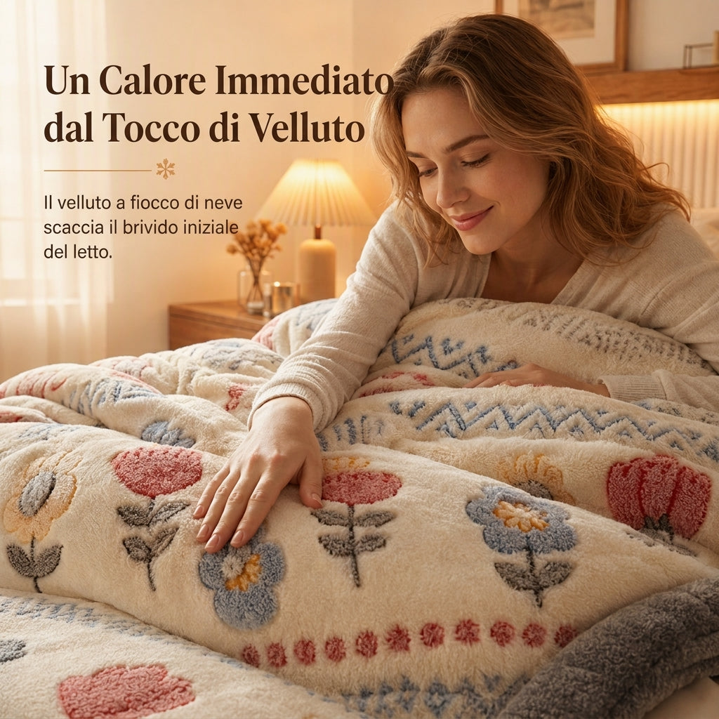 Piumino invernale ispessito in pile di agnello doppio lato e velluto latte, trapunta calda per letto adatta per autunno e inverno