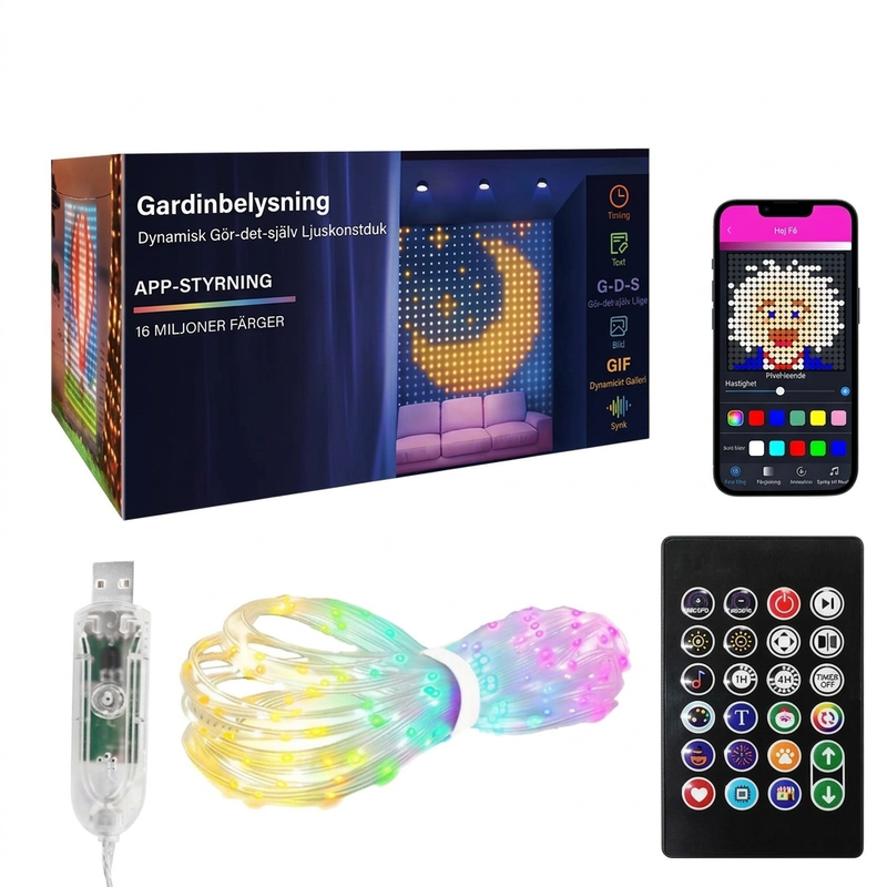 💡 Tenda Luminosa LED Smart con Sincro Musica 🎵 | Disegni, GIF e Testo Personalizzabili via App 📱 | Impermeabile per Casa, Feste e Natale ✨ | Alimentazione USB, 3 Misure 📏