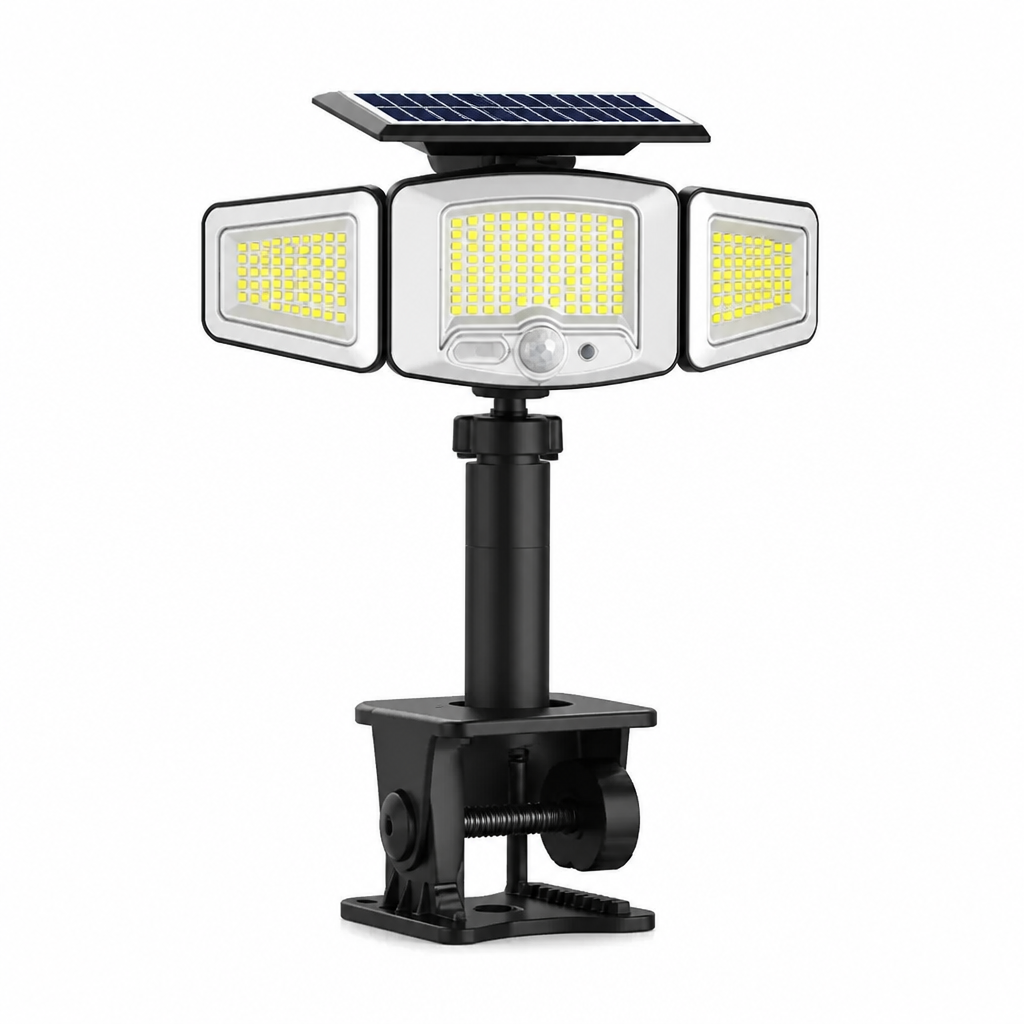 Lampada solare a 3 teste con sensore di movimento
