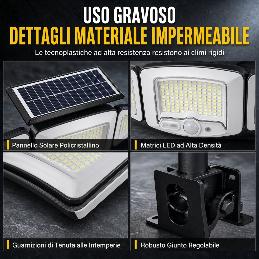 Lampada solare a 3 teste con sensore di movimento