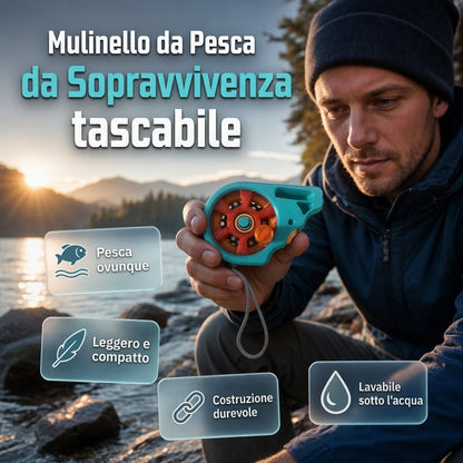 Dispositivo portatile da pesca con mulinello tascabile senza asta