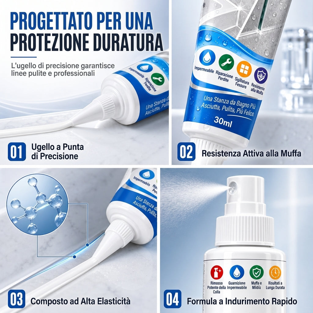 Set di solvente per colla da bagno e sigillante impermeabile