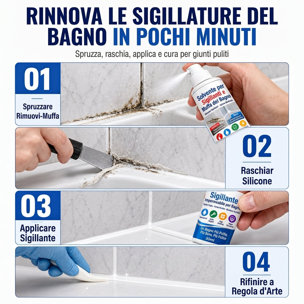 Set di solvente per colla da bagno e sigillante impermeabile