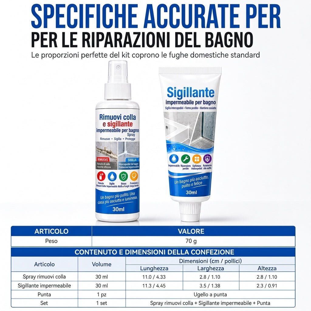 Set di solvente per colla da bagno e sigillante impermeabile