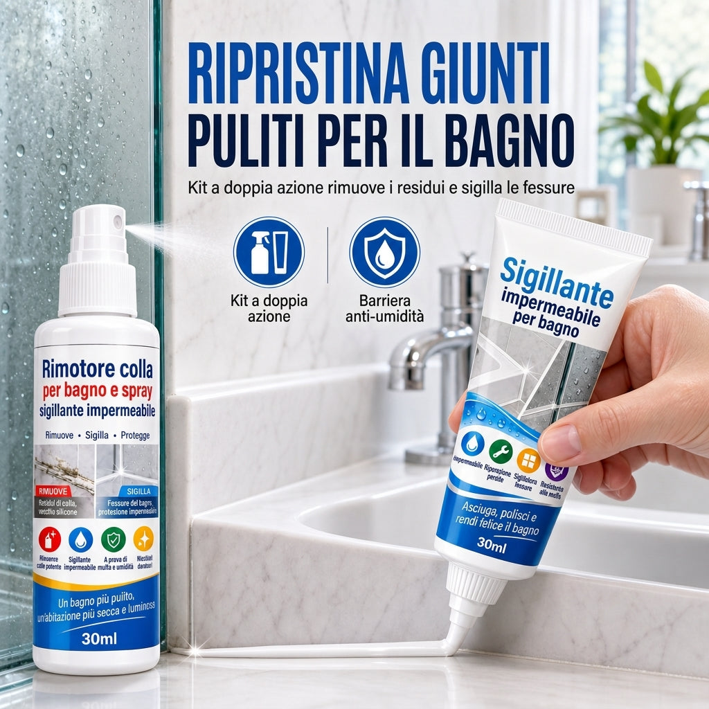 Set di solvente per colla da bagno e sigillante impermeabile