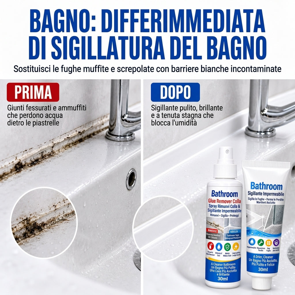 Set di solvente per colla da bagno e sigillante impermeabile