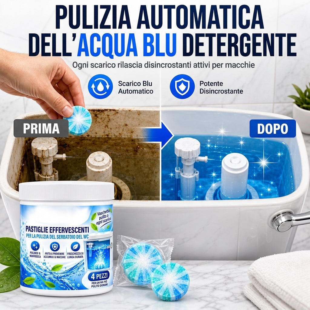 Compresse effervescenti per la pulizia del water e del serbatoio del WC