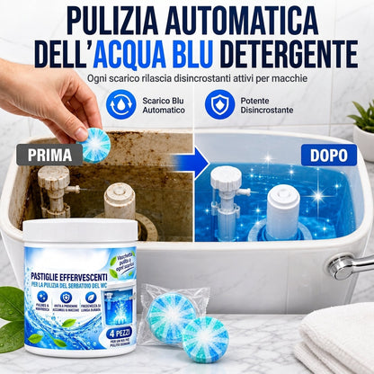 Compresse effervescenti per la pulizia del water e del serbatoio del WC
