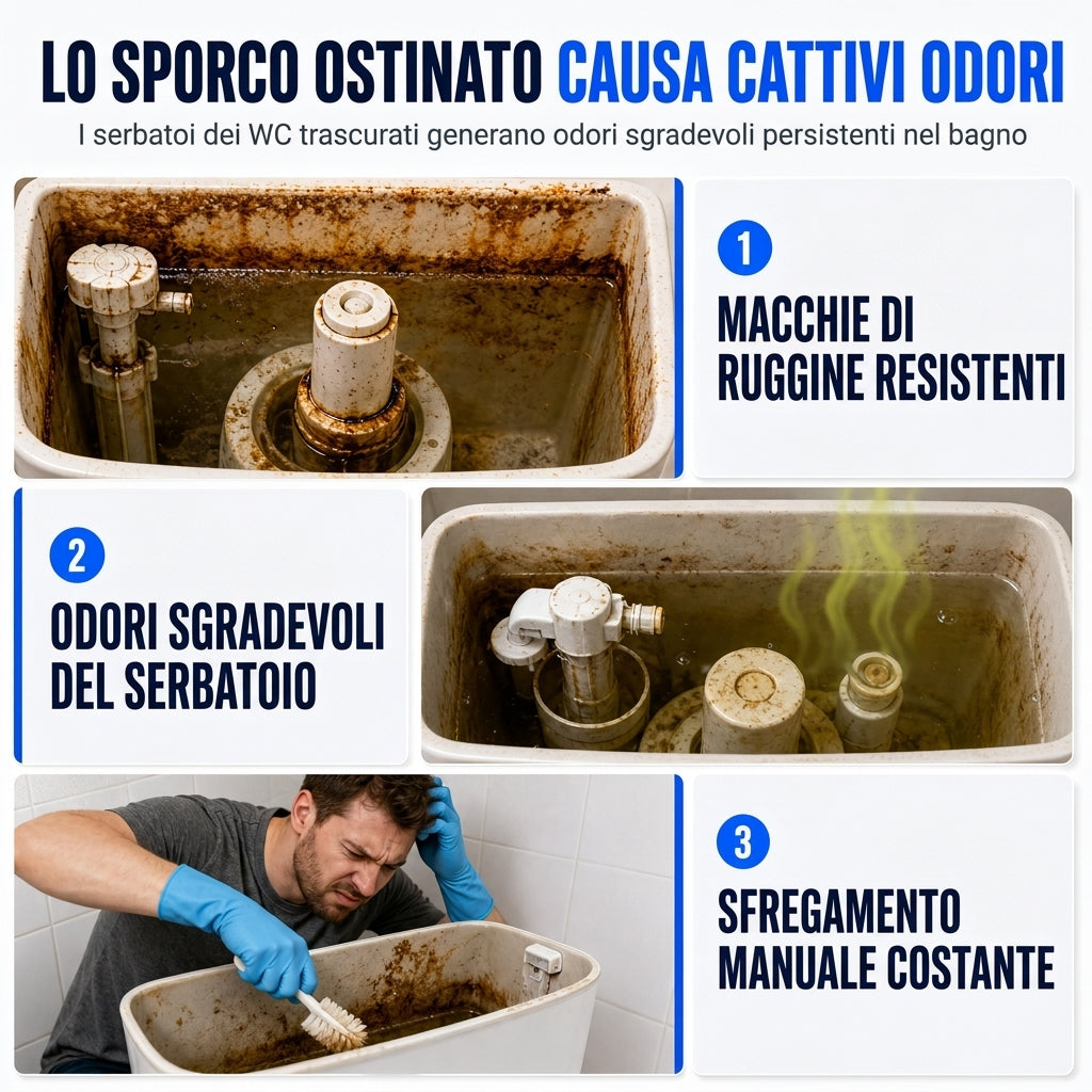 Compresse effervescenti per la pulizia del water e del serbatoio del WC
