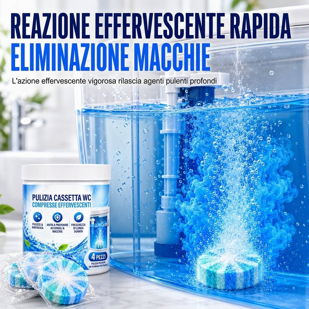 Compresse effervescenti per la pulizia del water e del serbatoio del WC