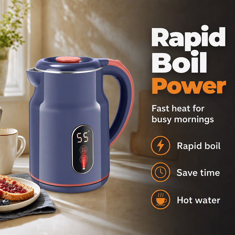☕ Bollitore Elettrico Smart 3L con Display LED ✨ | Controllo Temperatura e Mantenimento Caldo a 55°C 🌡️ | Interno in Acciaio Inox e Doppia Parete Anti-Scottatura 1500W 🫖
