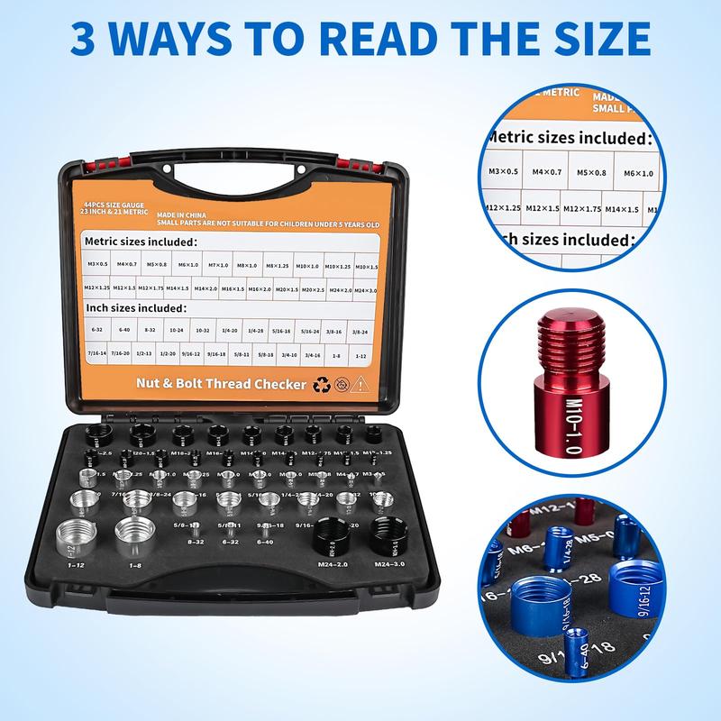 🎉🔧 50% di sconto! Kit di verifica del passo filettatura 2-in-1 – Per dadi, bulloni e fori filettati, metrico e imperiale